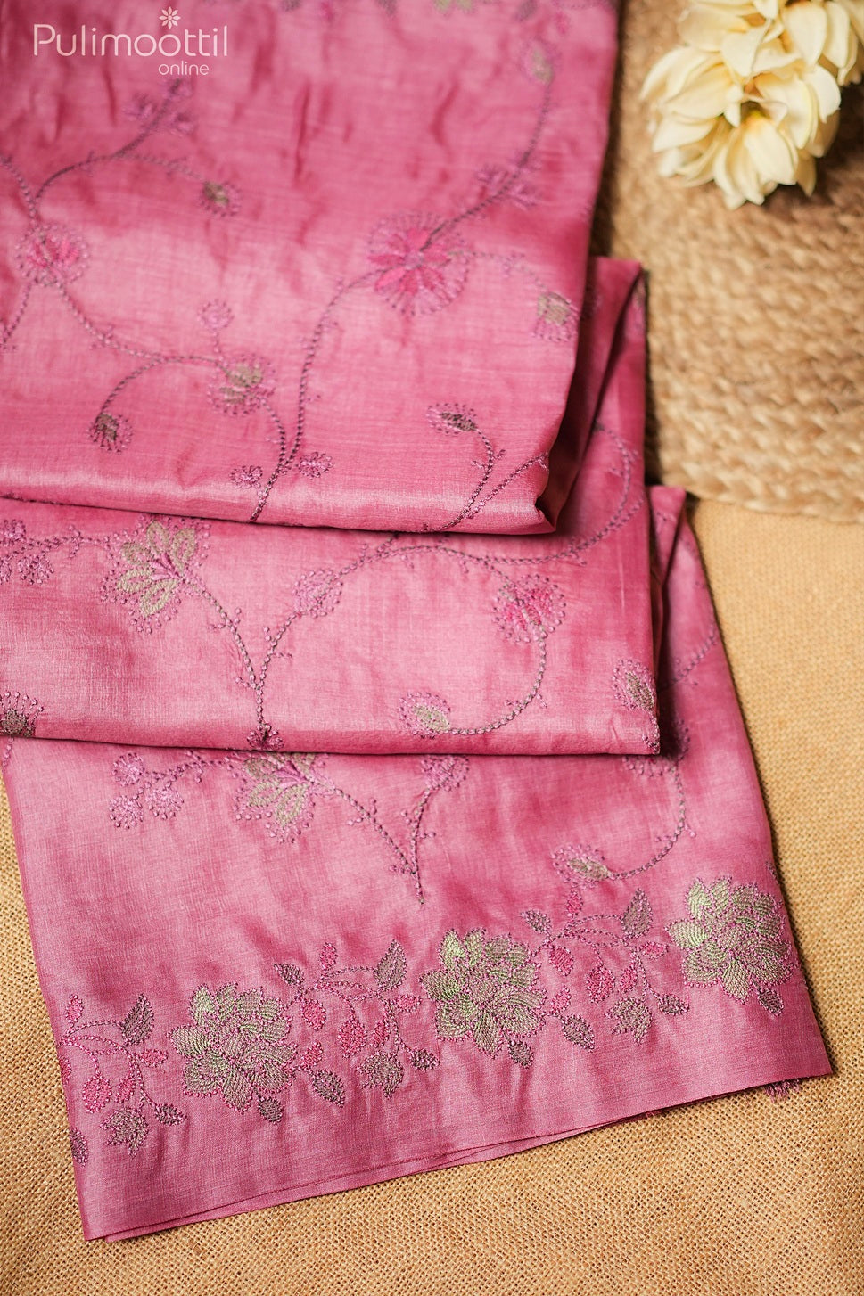 Onion pink color Tussar silk saree