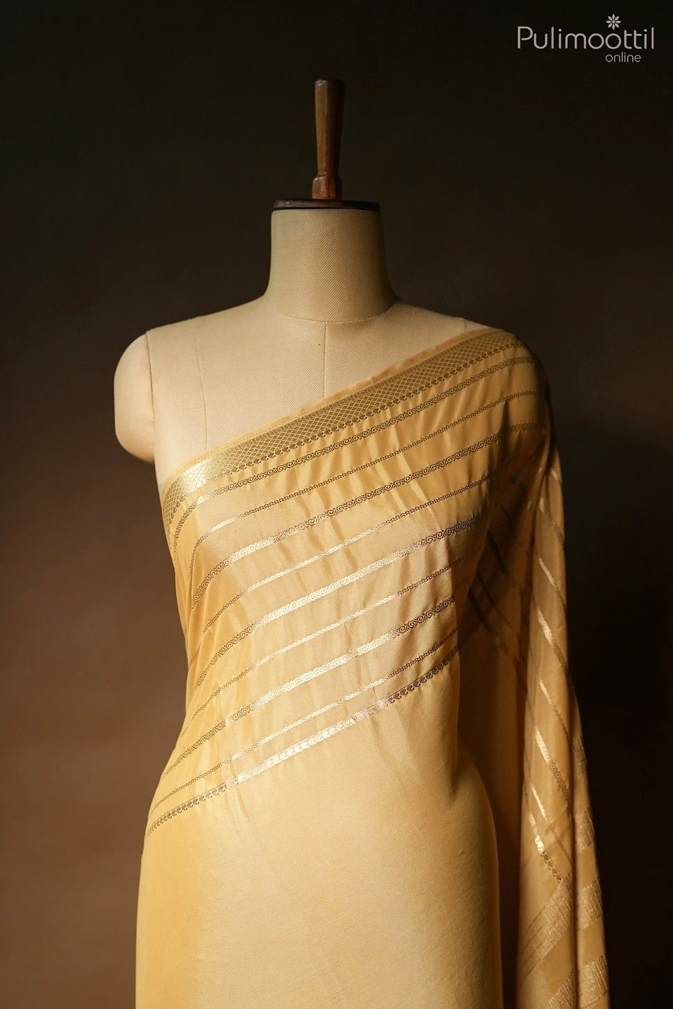 Sandal color georgette crepe Banarasi saree