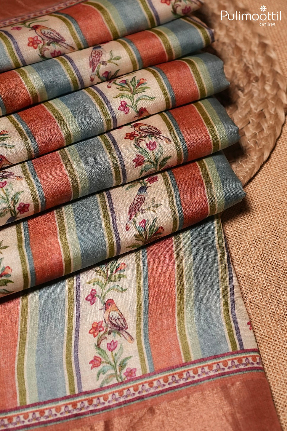 Multi color Tussar silk saree