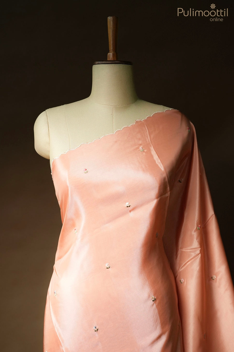 Peach color soft organza fancy saree