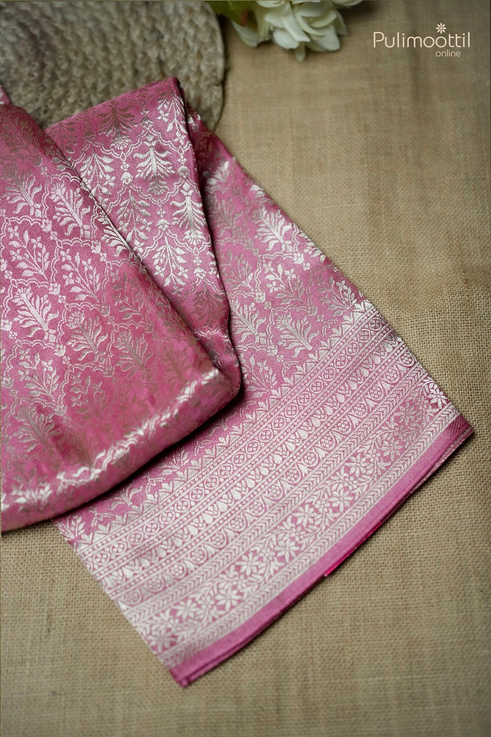 Onion pink color Banarasi saree