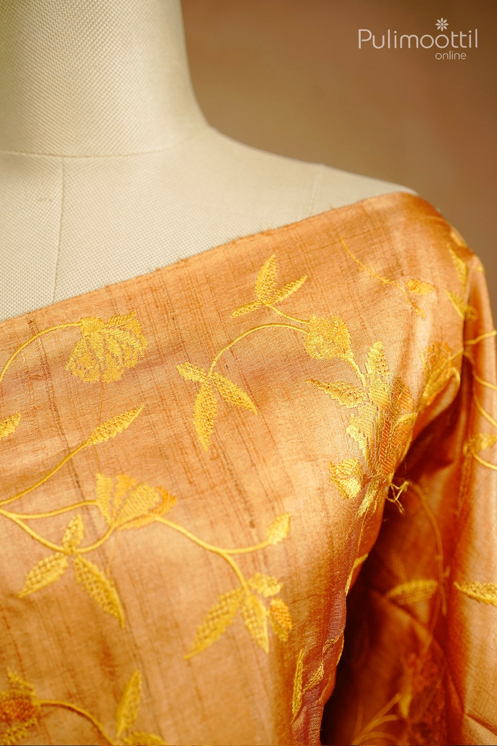 Golden yellow color Tussar silk saree