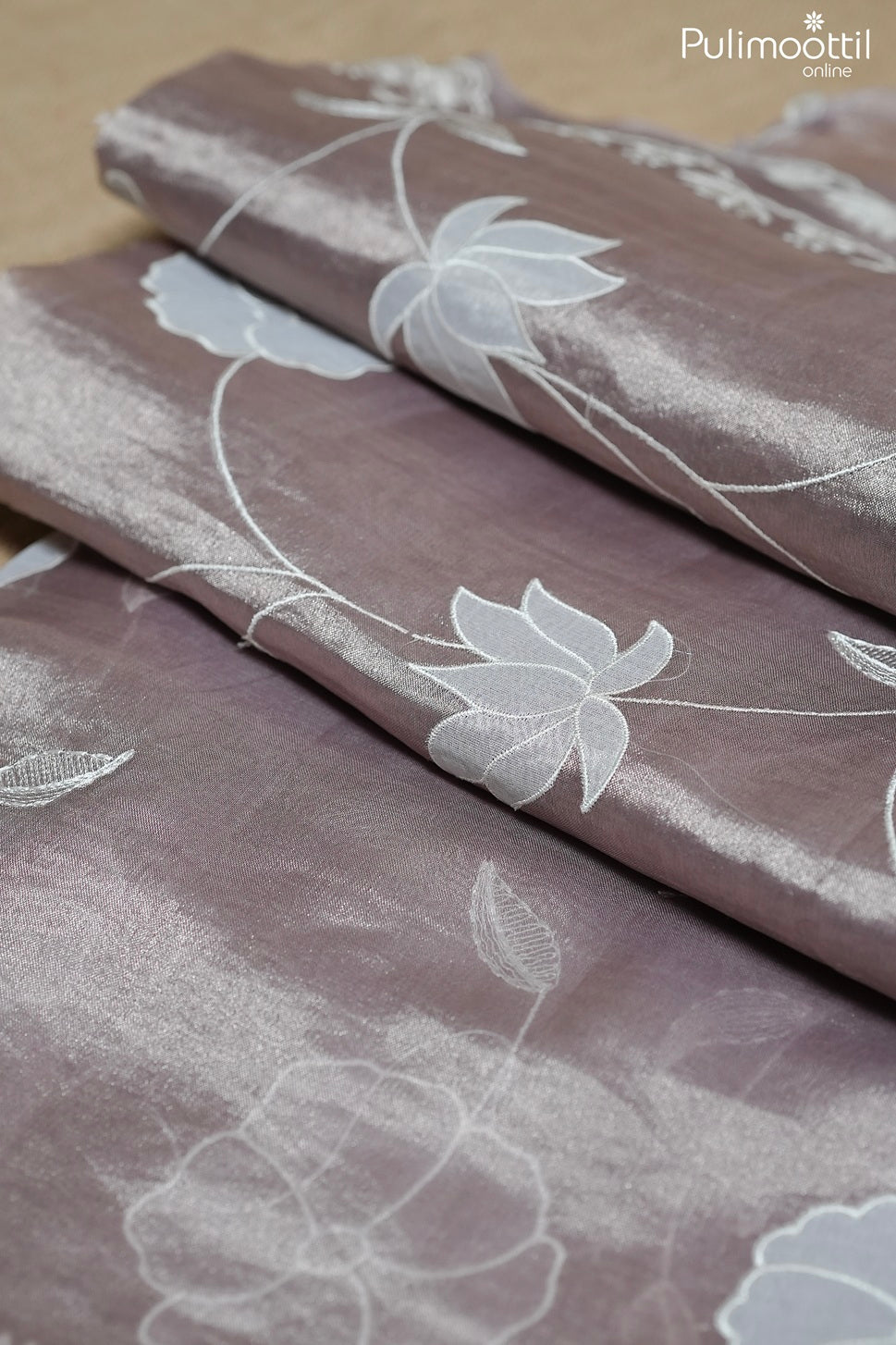 Light mauve color tissue organza fancy saree