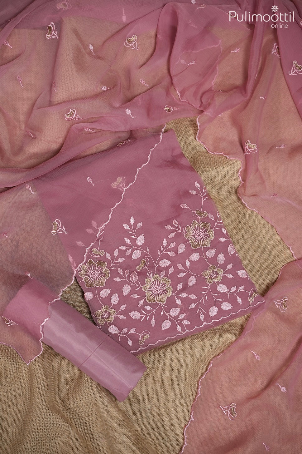 ONION PINK CHIFFON UNSTITCHED SALWAR SET