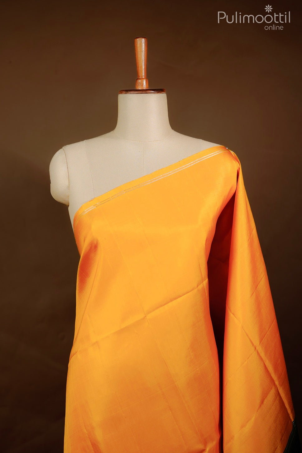 Mustard yellow color Kanchipuram soft silk saree