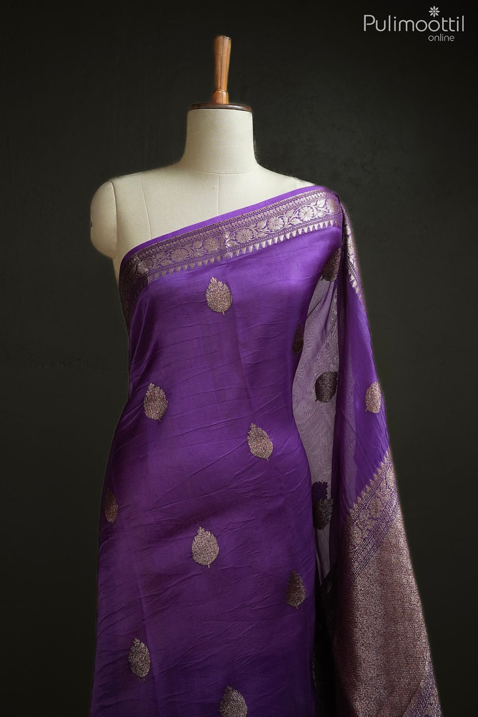 Violet color organza fancy saree