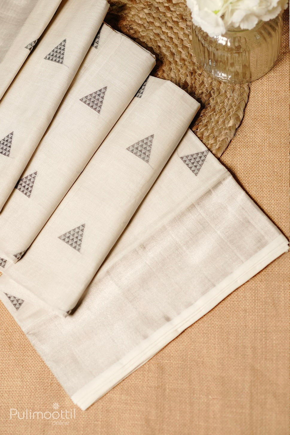 Silver tissue handloom set saree