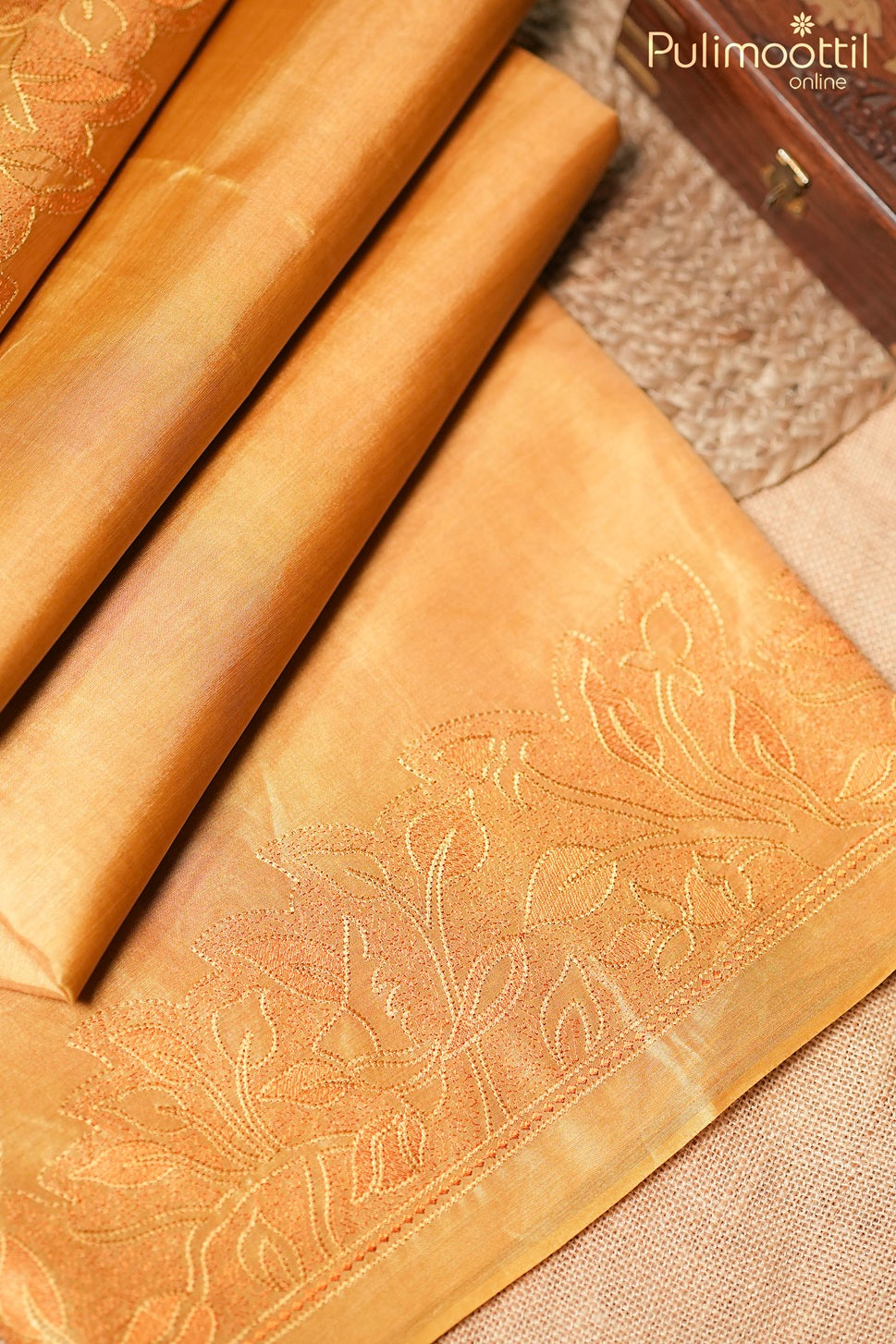 Golden yellow color Tussar silk saree