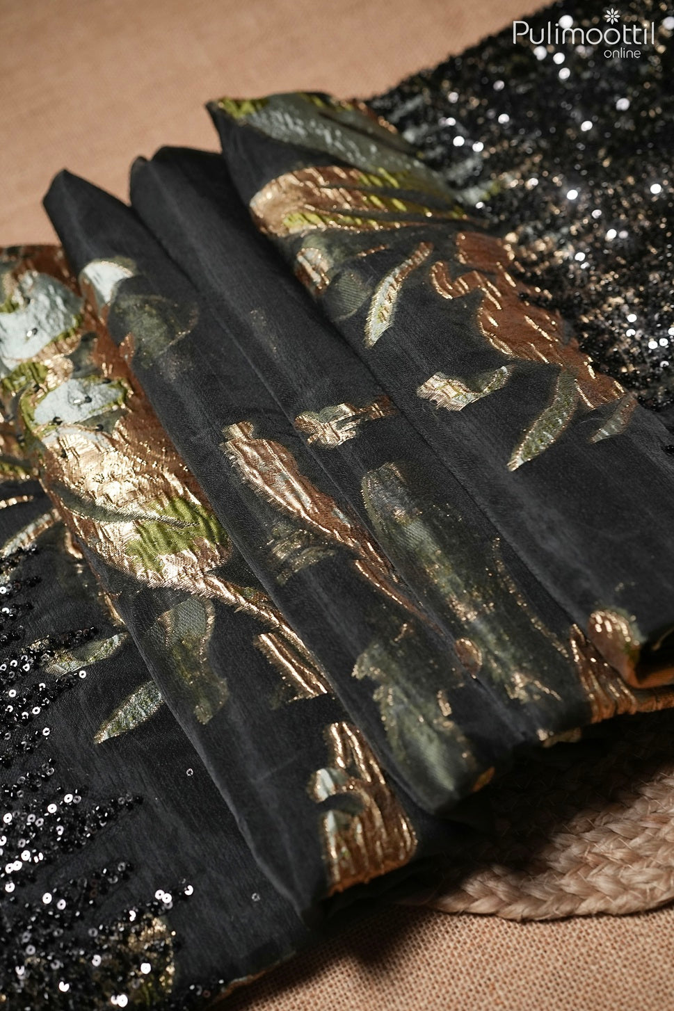 Black color Turkish organza fancy saree