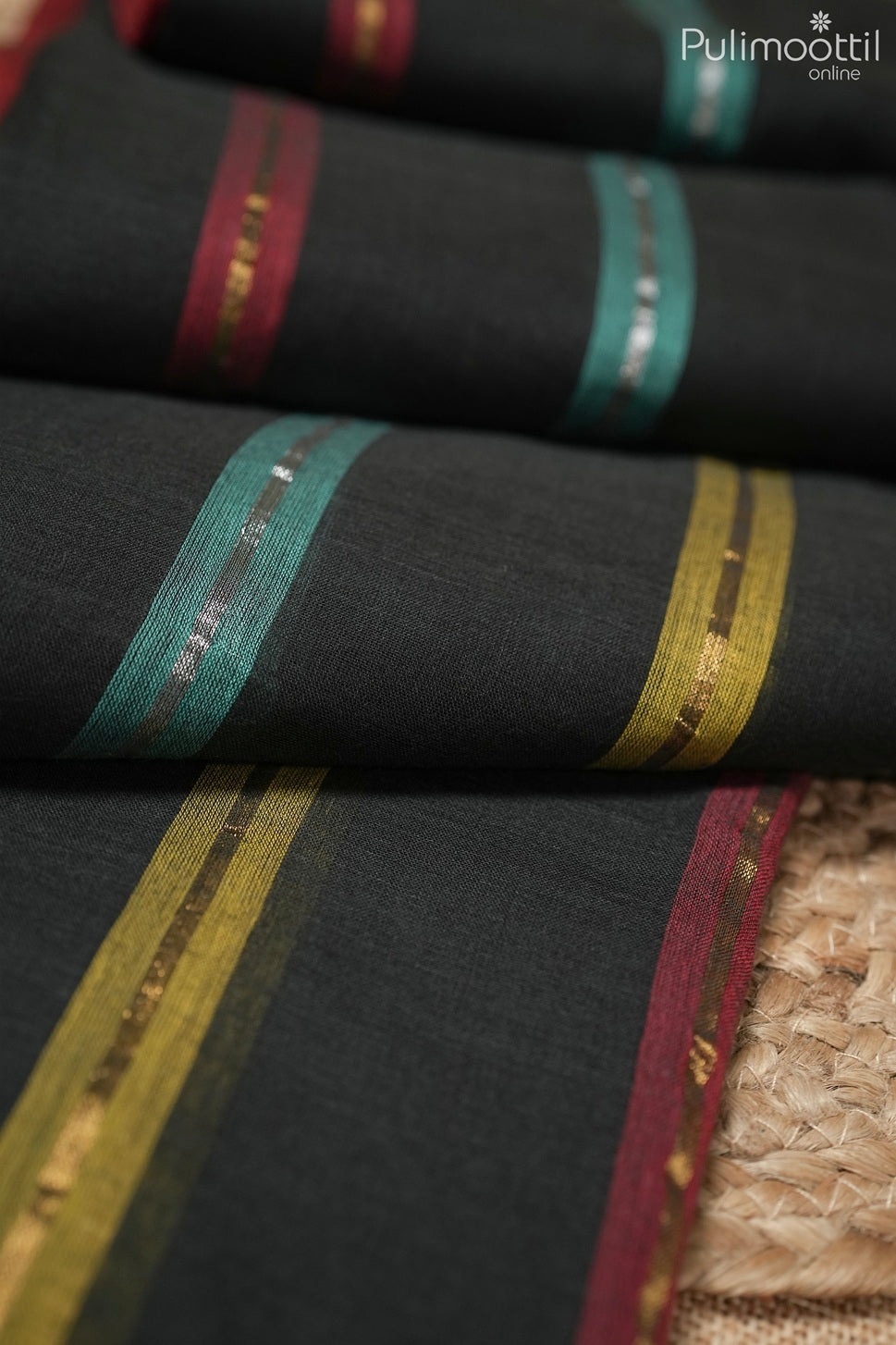 Black color Mul Cotton saree