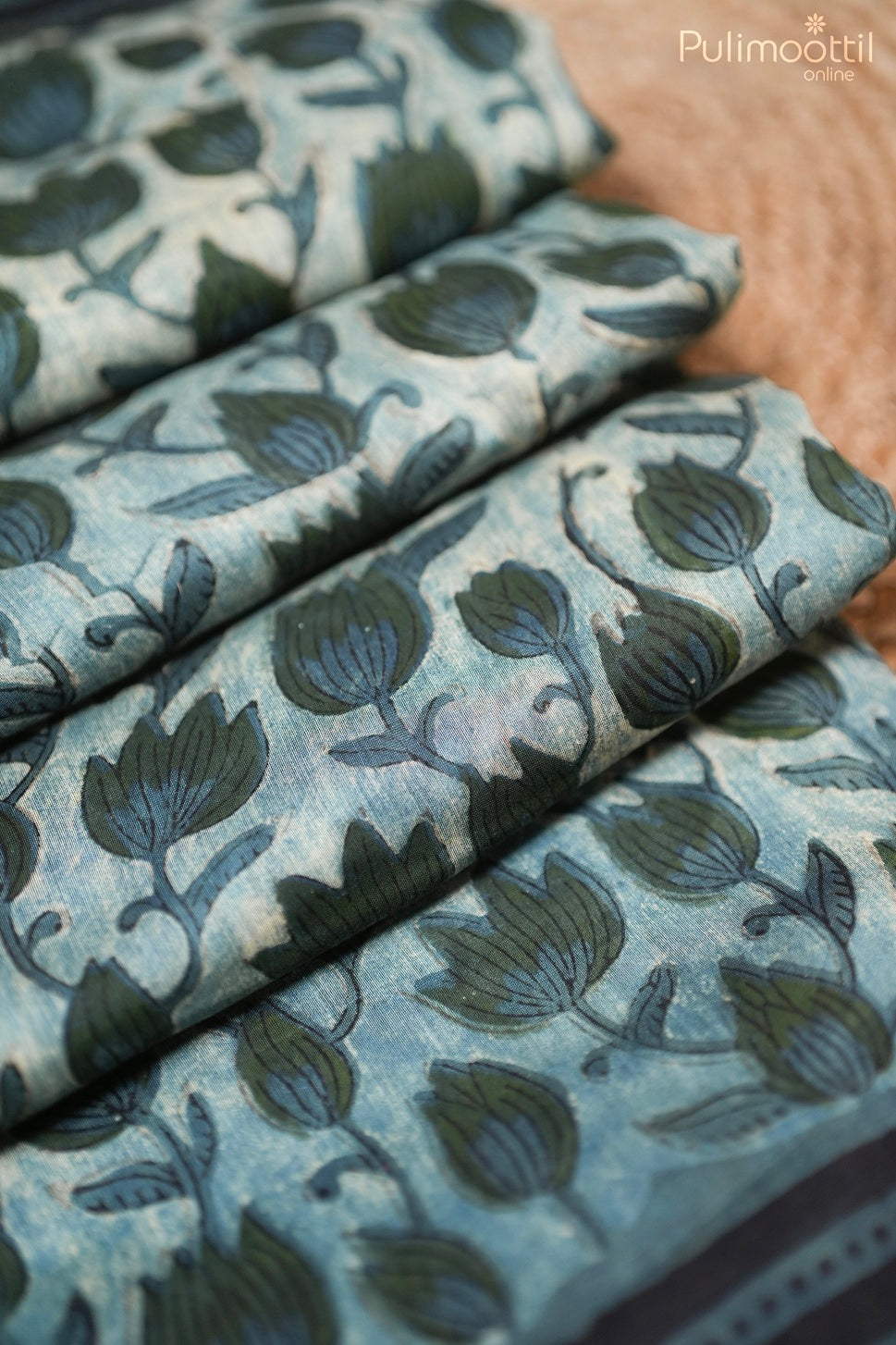 Dark blue color Chanderi saree.
