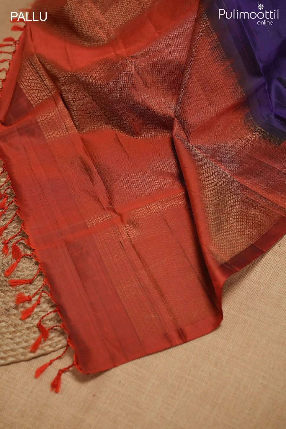 Dark violet color Kanchipuram designer saree