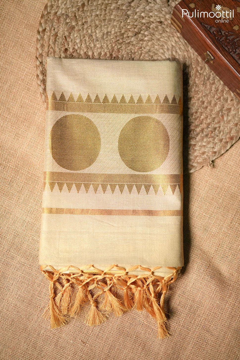 Kerala golden tissue set saree