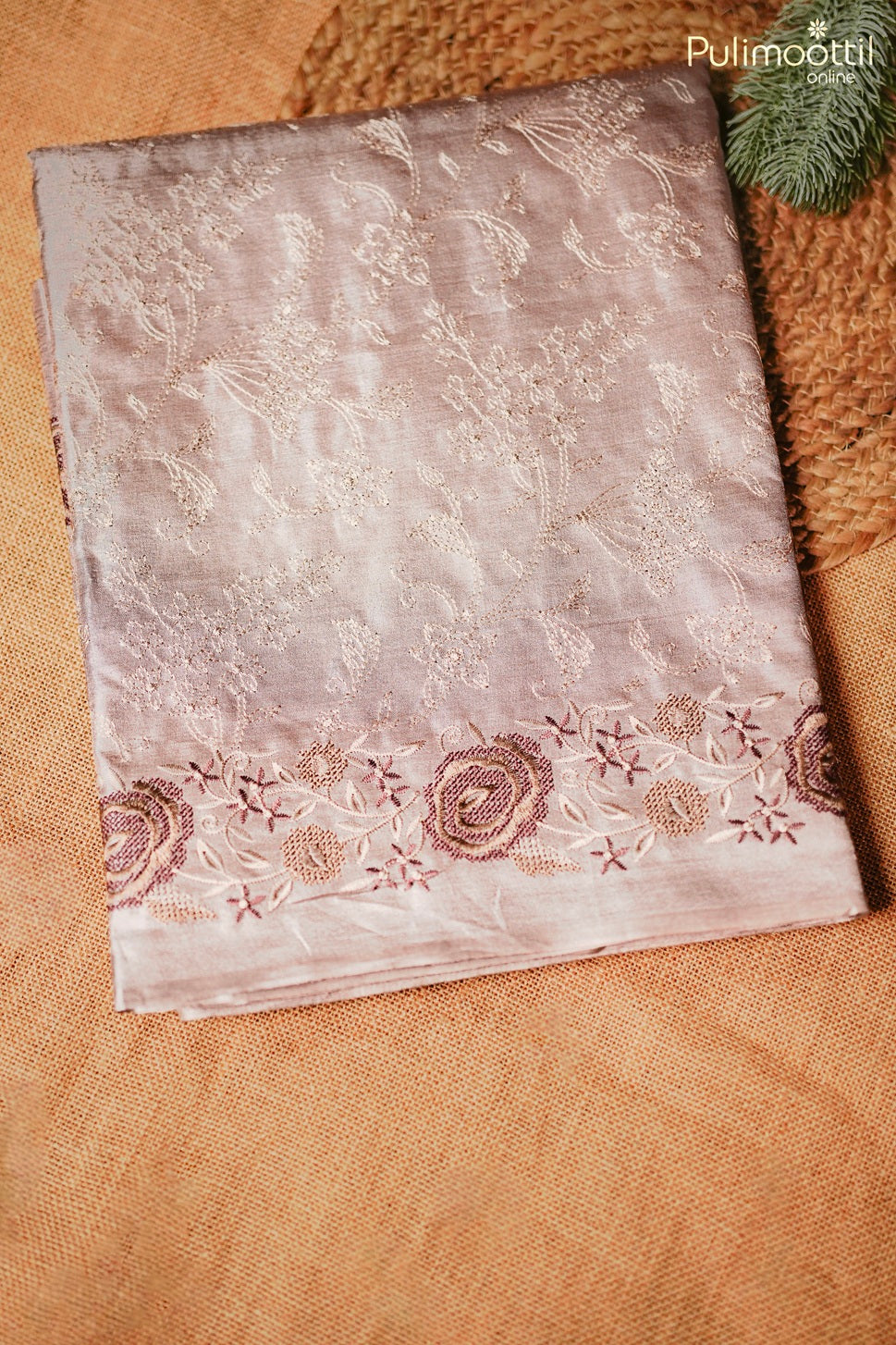 Light chikku color Tussar silk saree