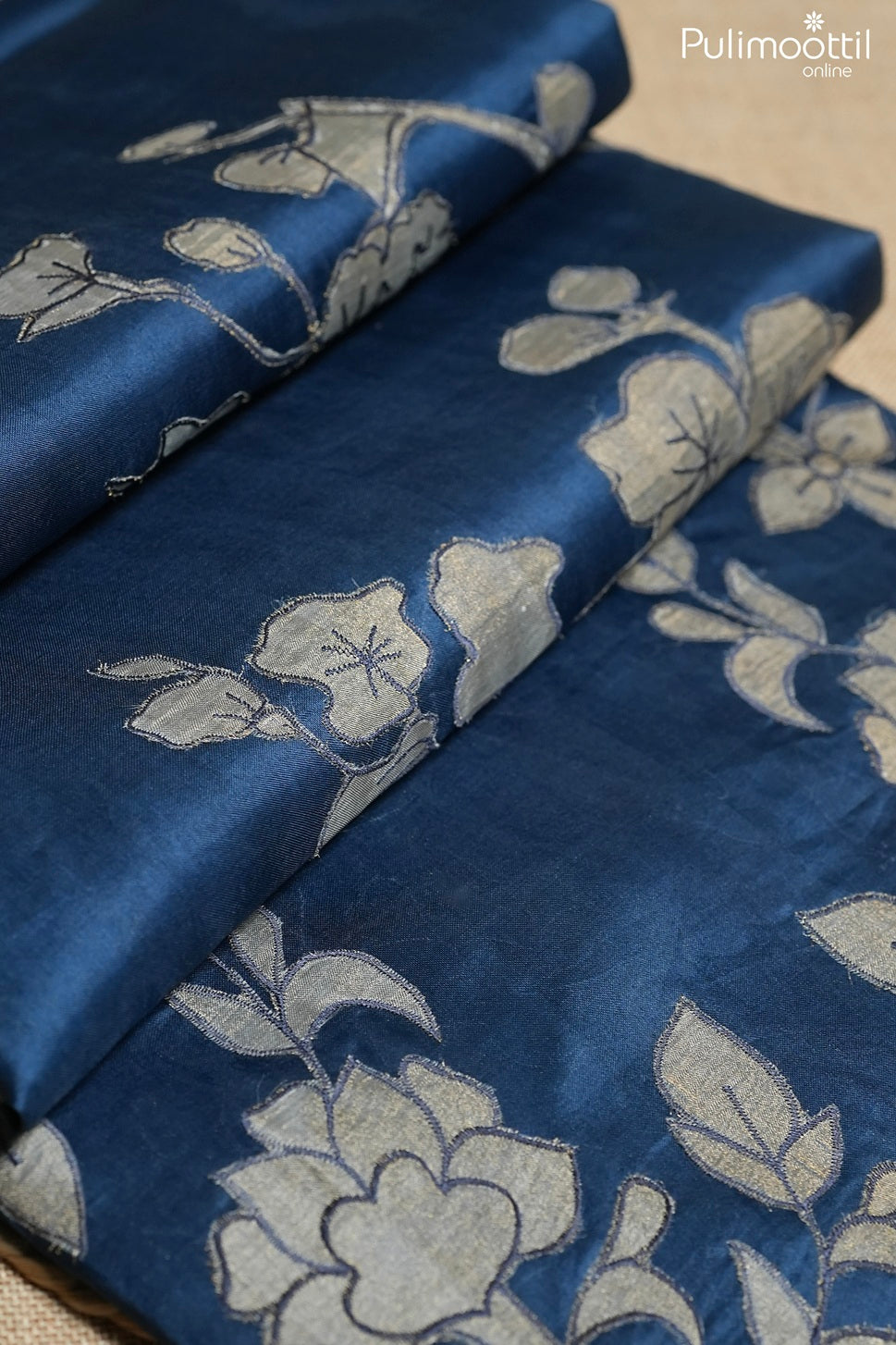 Dark German blue color organza fancy saree