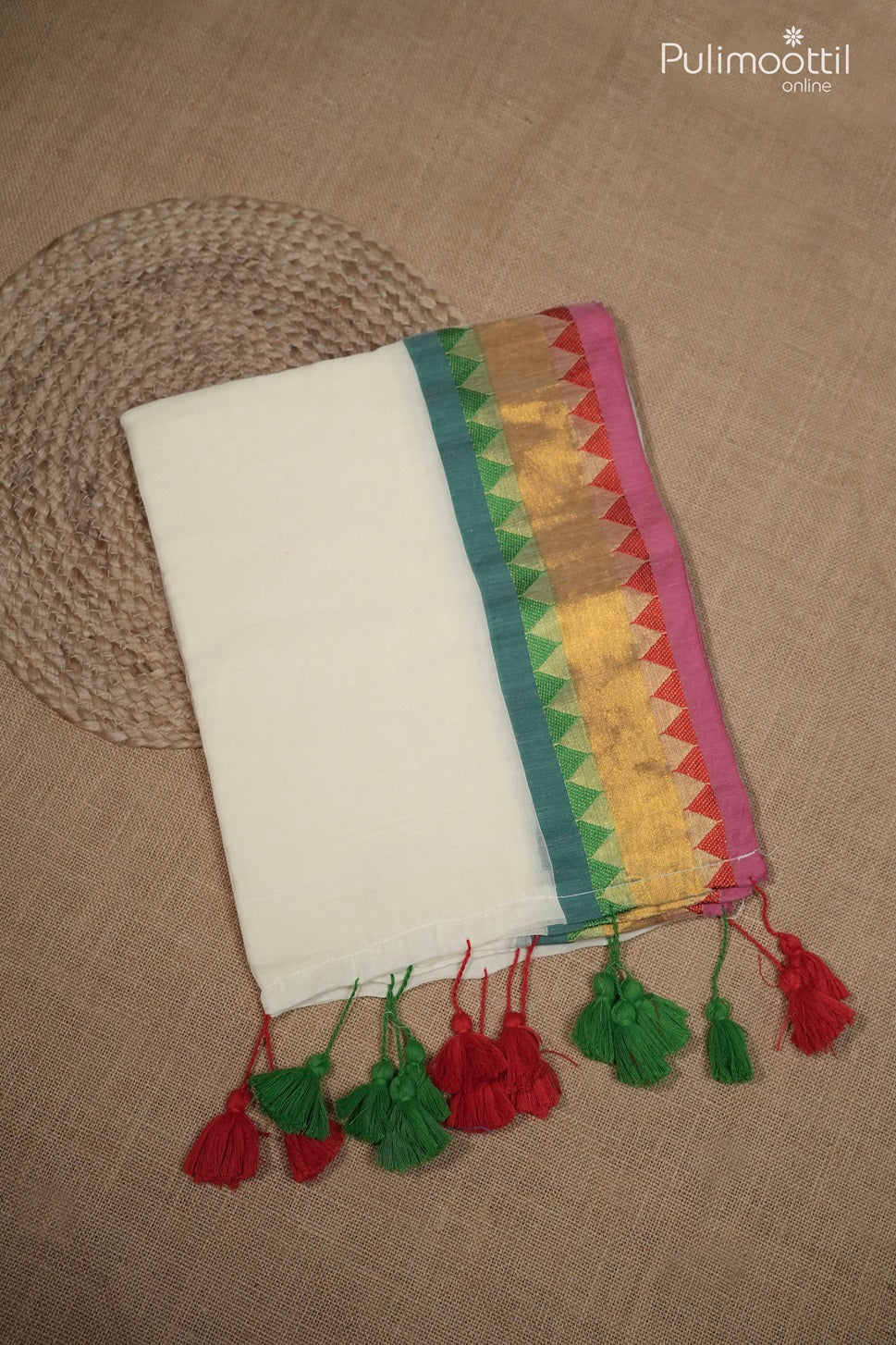 Off-white color Mul Cotton saree