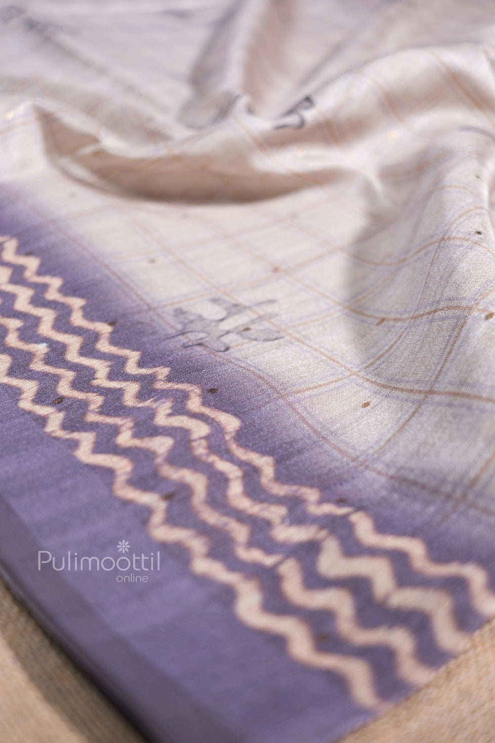 Beige And Lavender Color Semi Tusser Silk Saree
