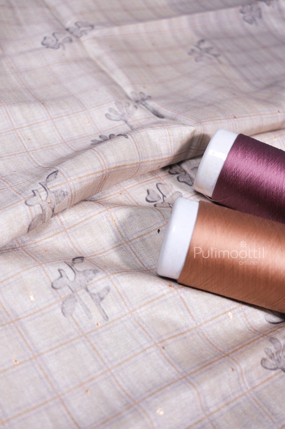 Beige And Lavender Color Semi Tusser Silk Saree