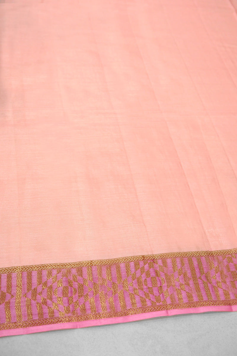 Peach Pink Color Tussar Silk Saree