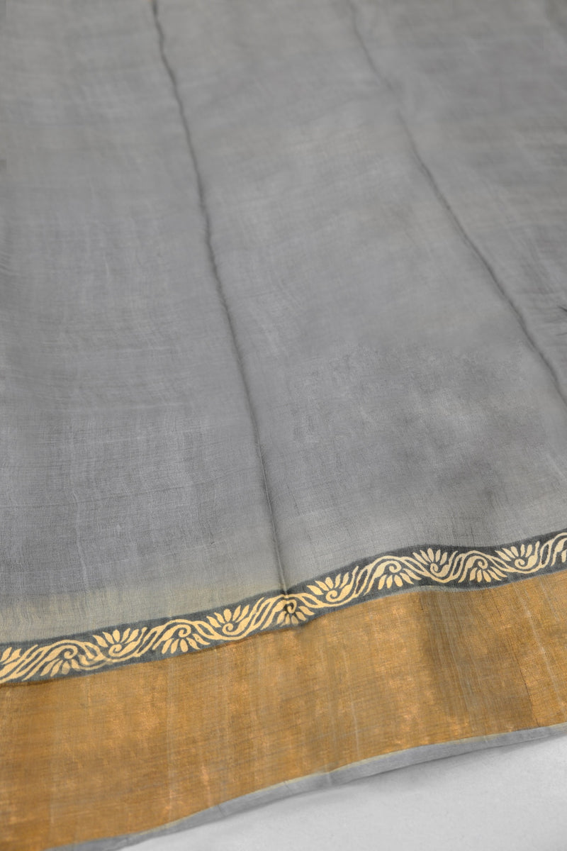 Chiku Color Tussar Silk Saree