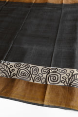 Black Color Tussar Silk Saree