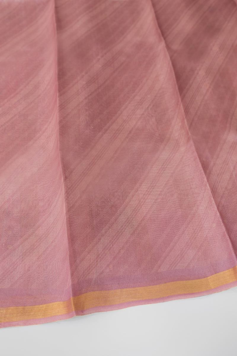 Light Pink Color Tussar Organza Saree