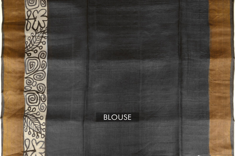 Black Color Tussar Silk Saree