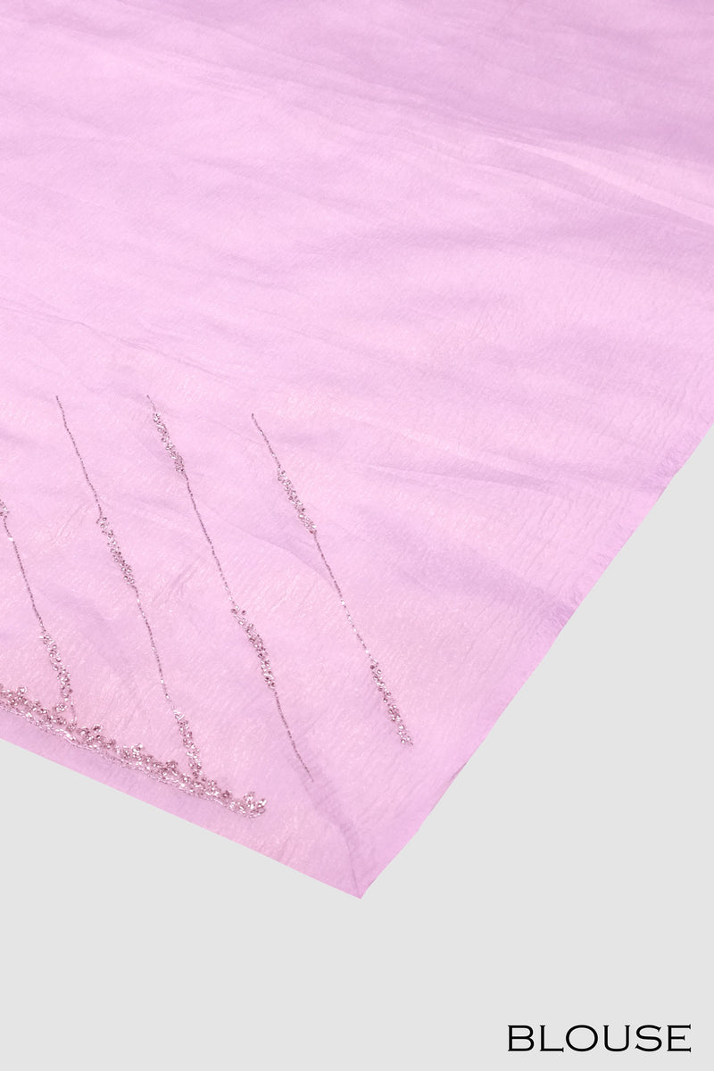 Lavender color crushed Organza saree.