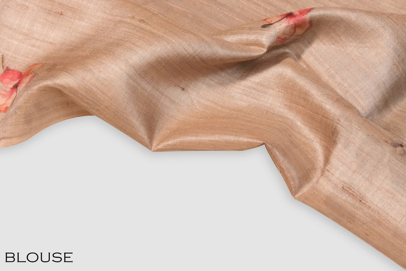 Mushroom grey color Tusser silk saree.