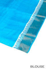 Sky blue color pure Tusser silk saree.
