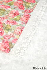 White color soft Organza printed saree.