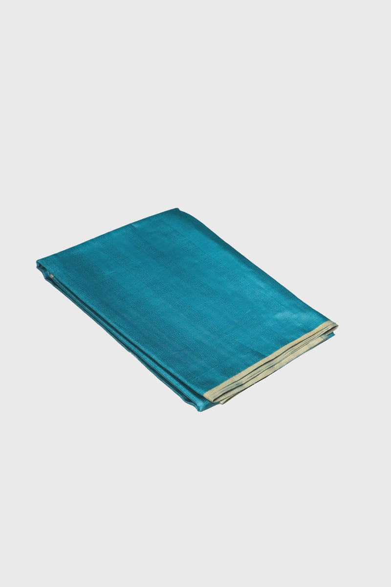 Teal blue color pure Tusser silk saree .