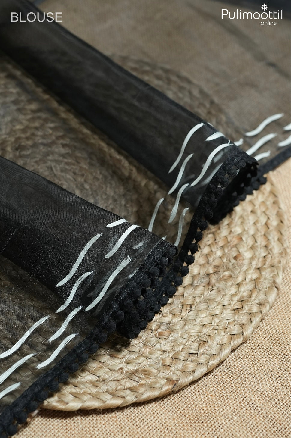 Black color organza fancy saree