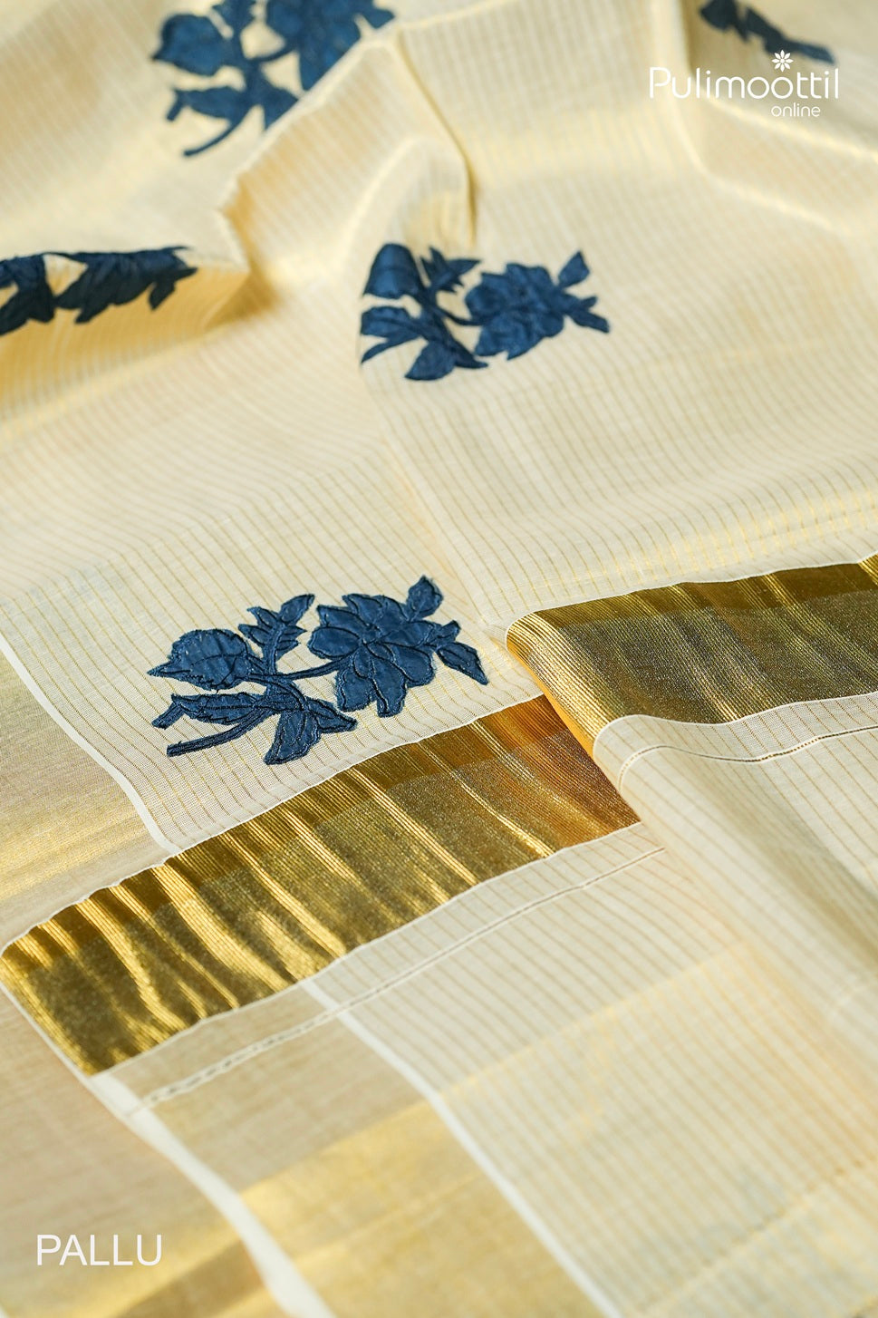 Kerala traditional golden tissue set saree