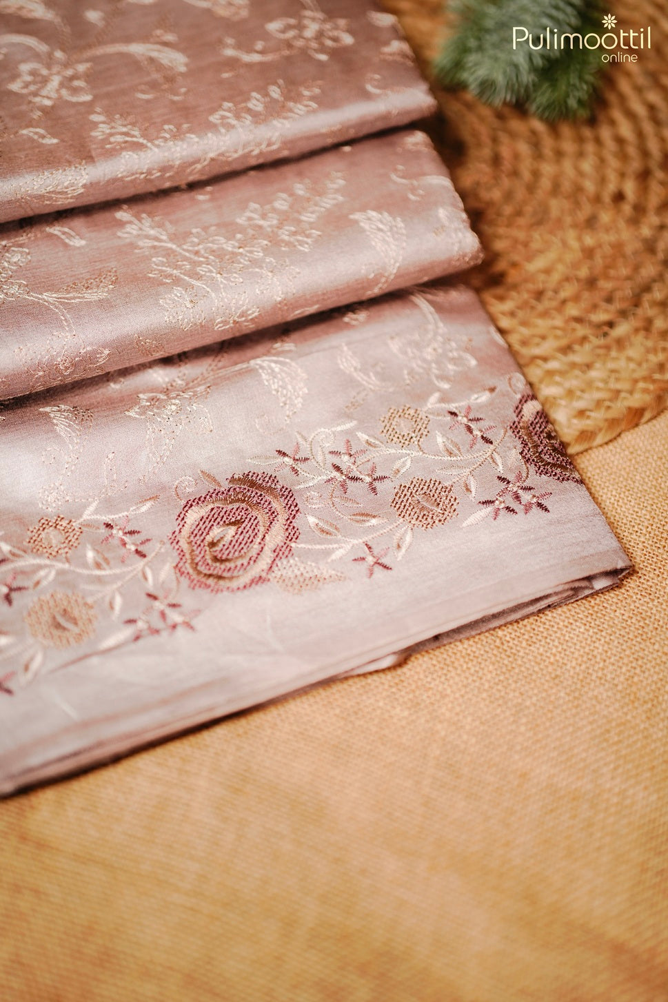 Light chikku color Tussar silk saree