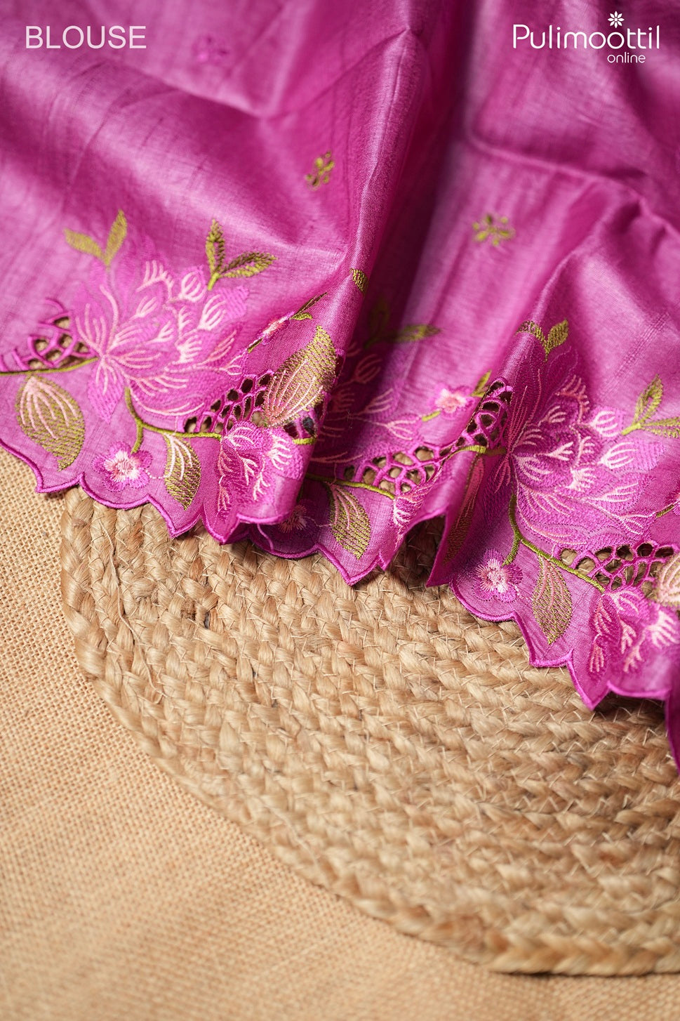 Dark pink color Tussar silk saree