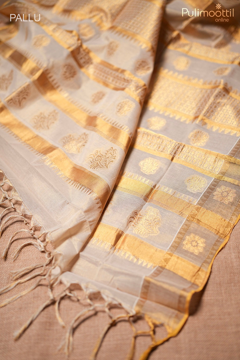 Kerala traditional golden tissue set saree