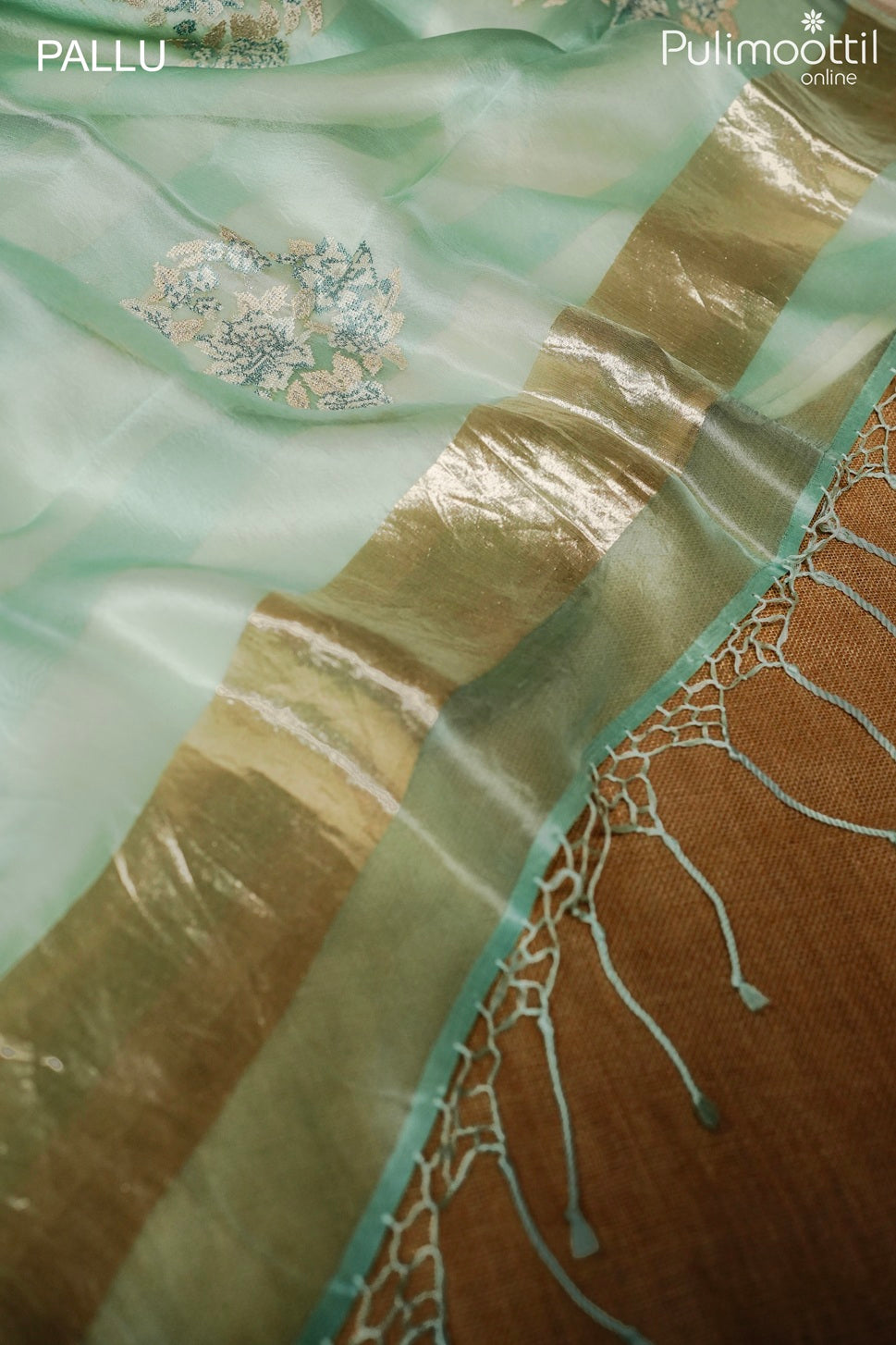 Light mint green organza fancy saree