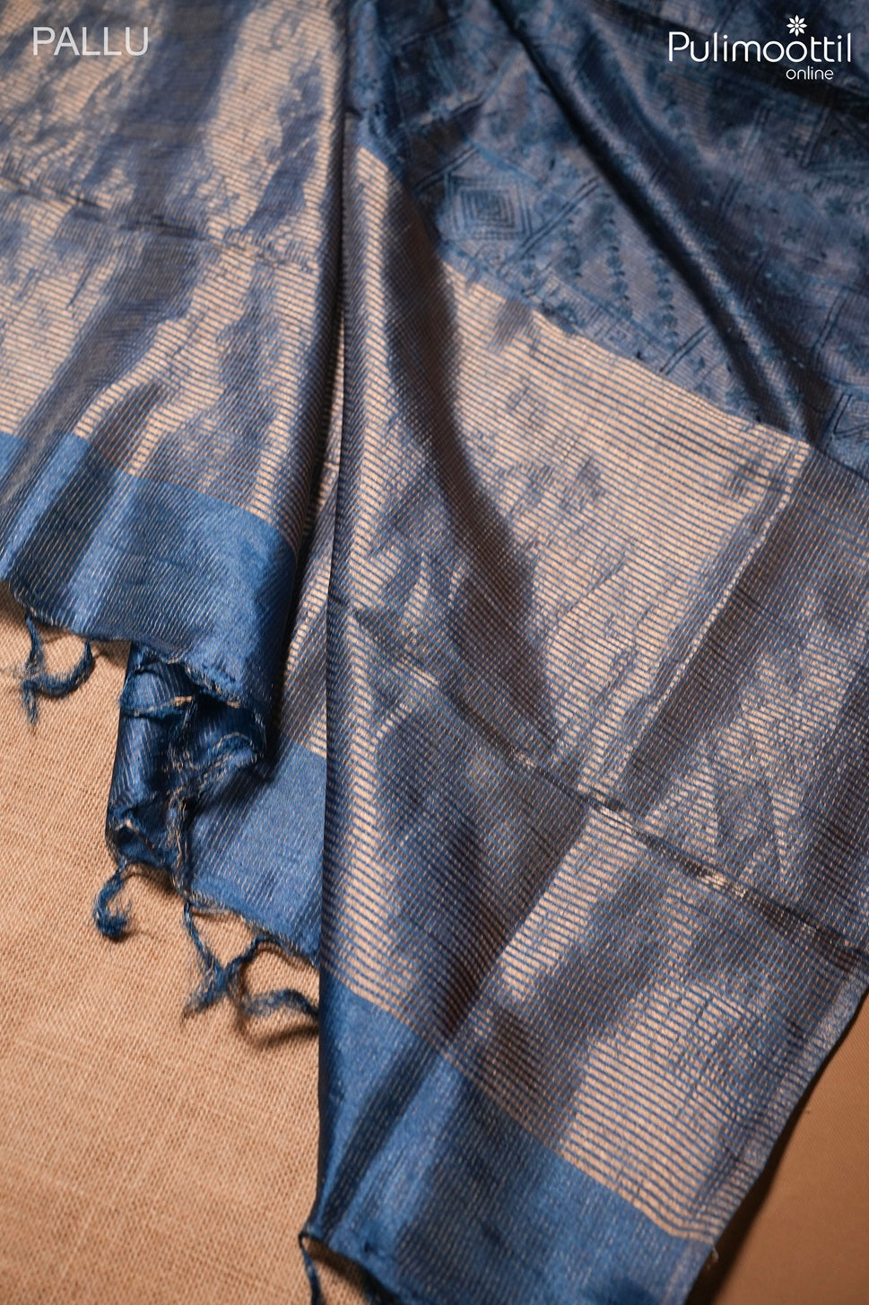 German silver color Tussar silk saree