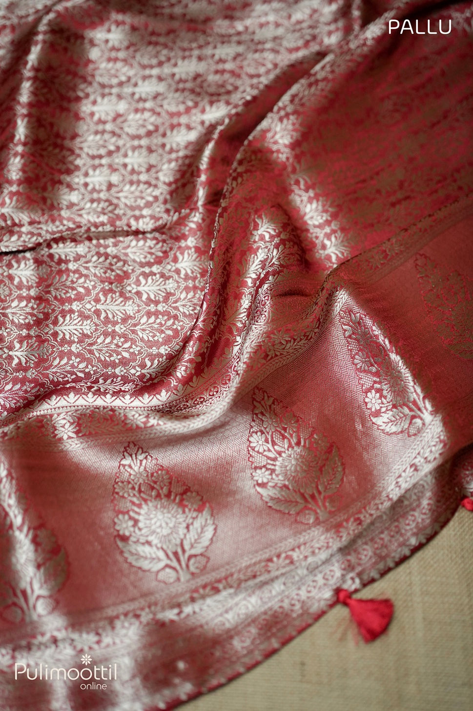 Red color Banarasi saree