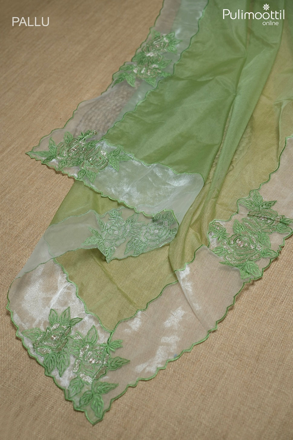 Pista green color organza fancy saree