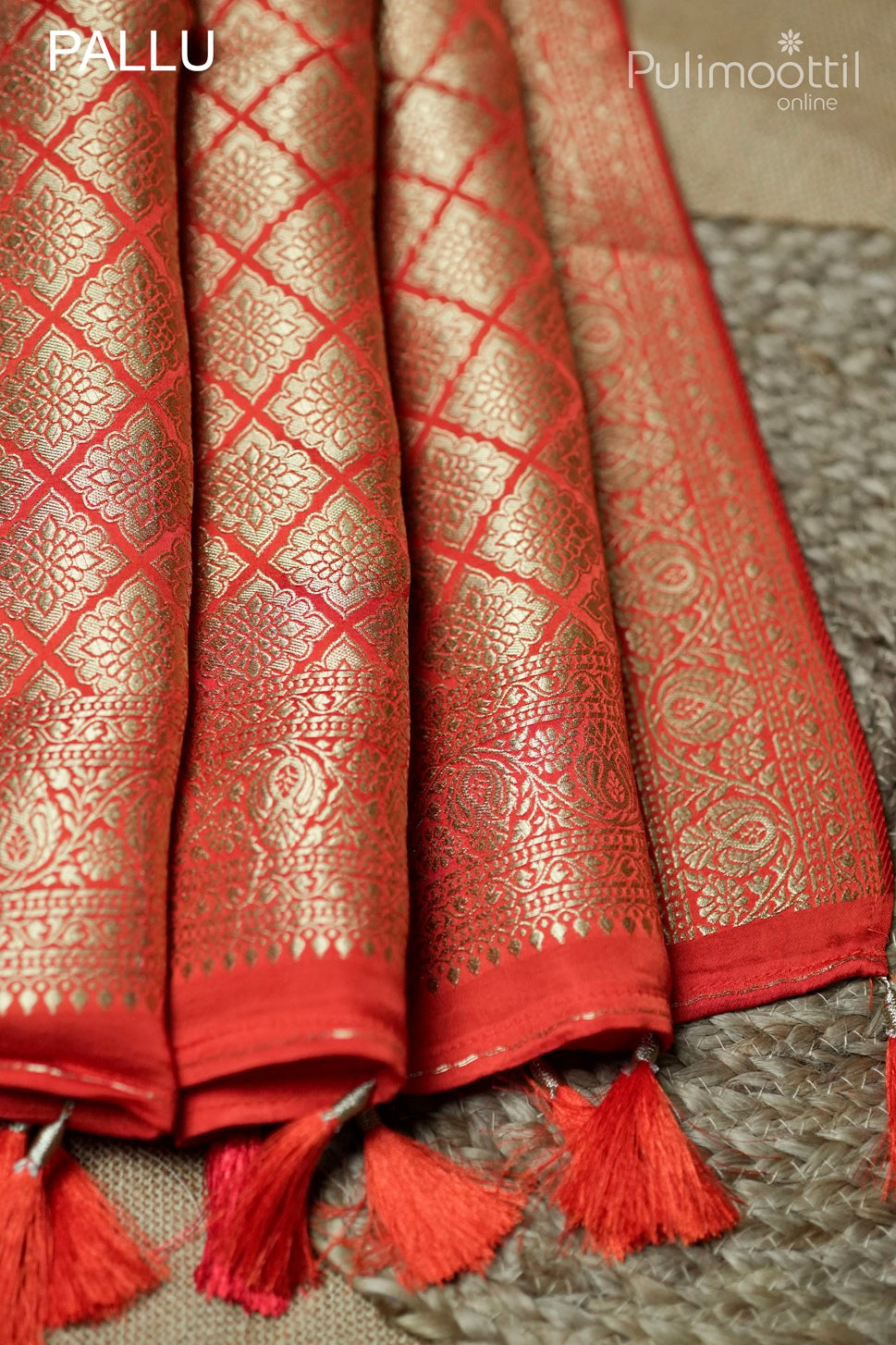Orange color Banarasi saree