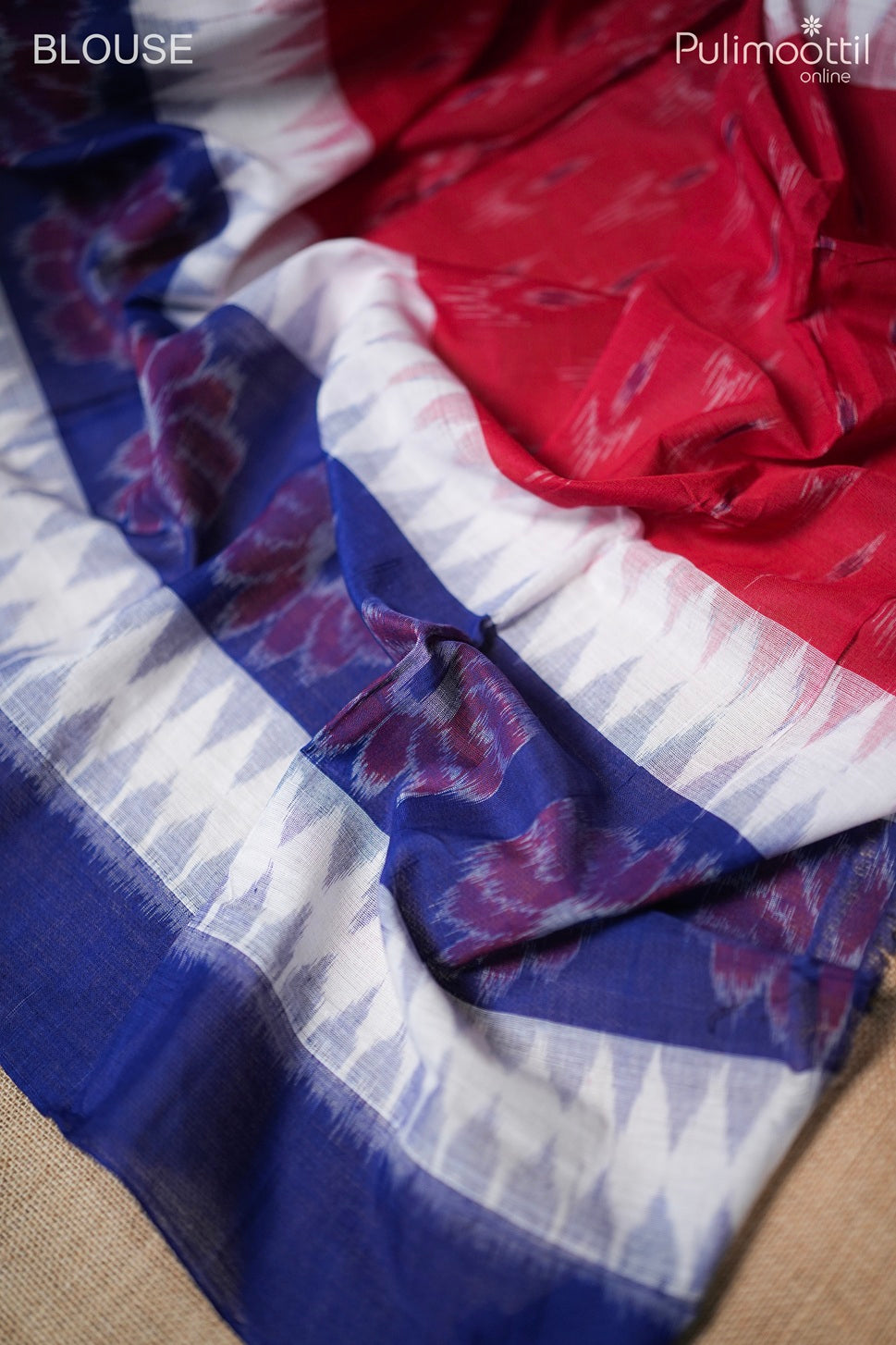 Multi color Ikat printed cotton saree