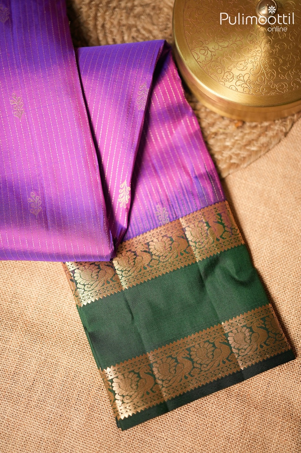 Violet pinkish color Kanchipuram designer saree