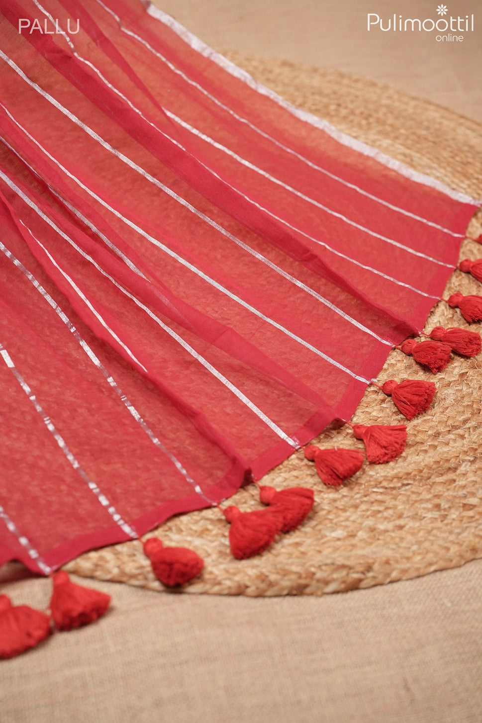 Chilly Red Colour Mul Cotton Saree