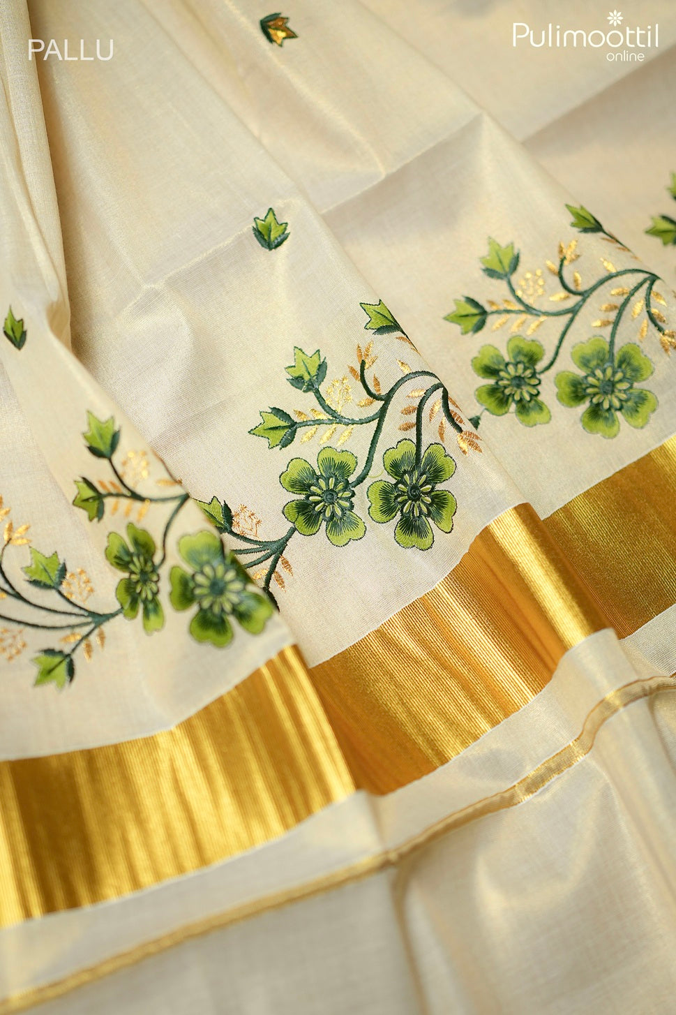 Kerala traditional golden tissue set saree