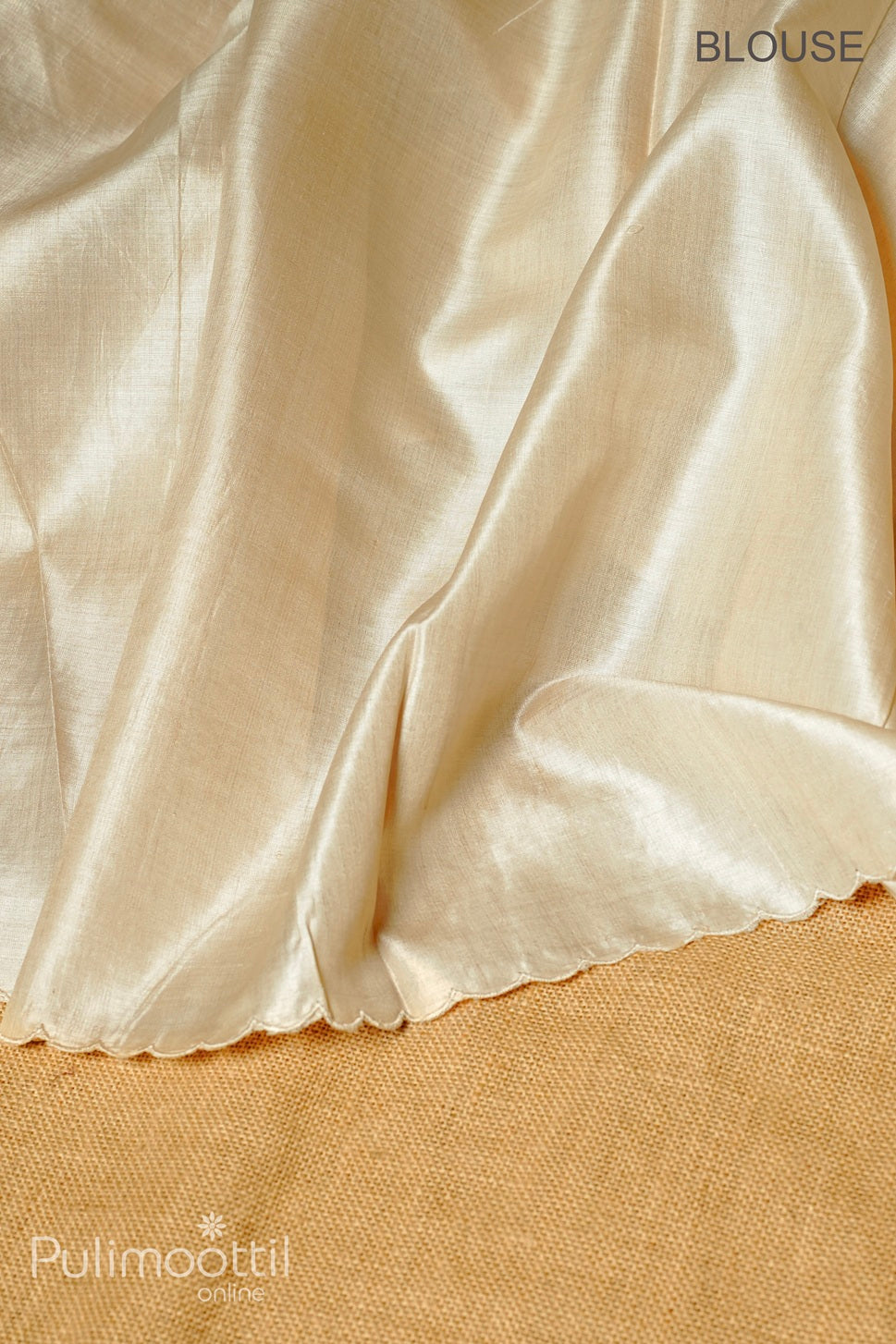 Ivory color appliqué work Tussar silk saree