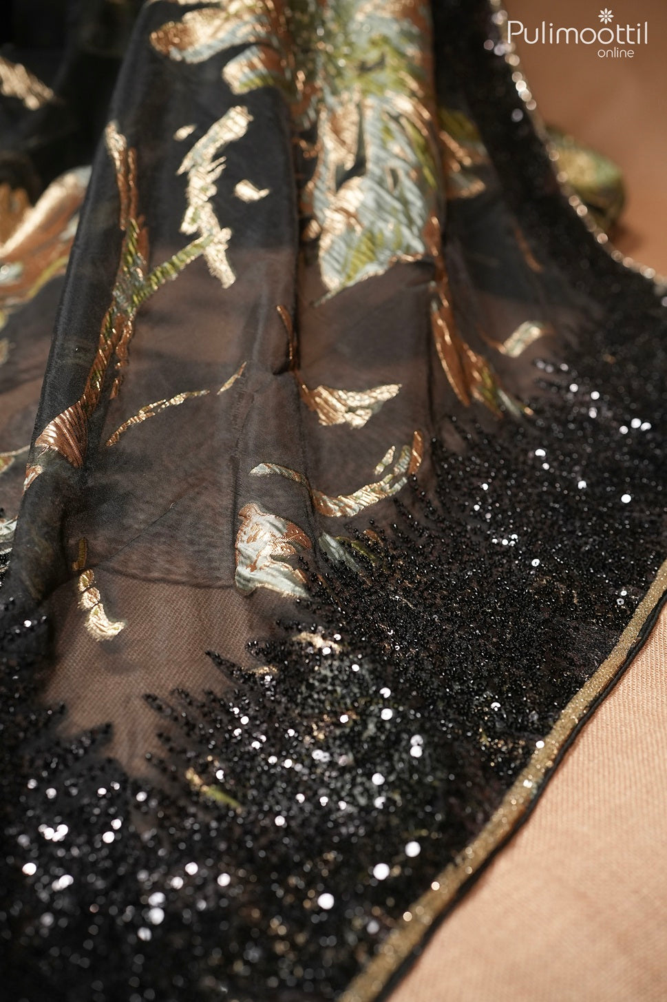 Black color Turkish organza fancy saree