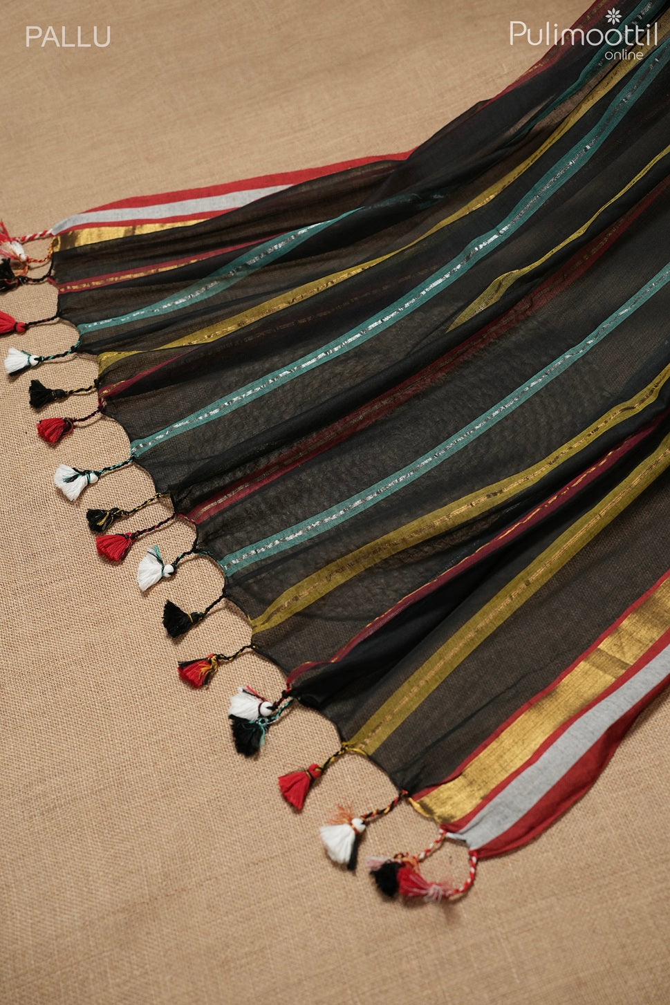 Black color Mul Cotton saree