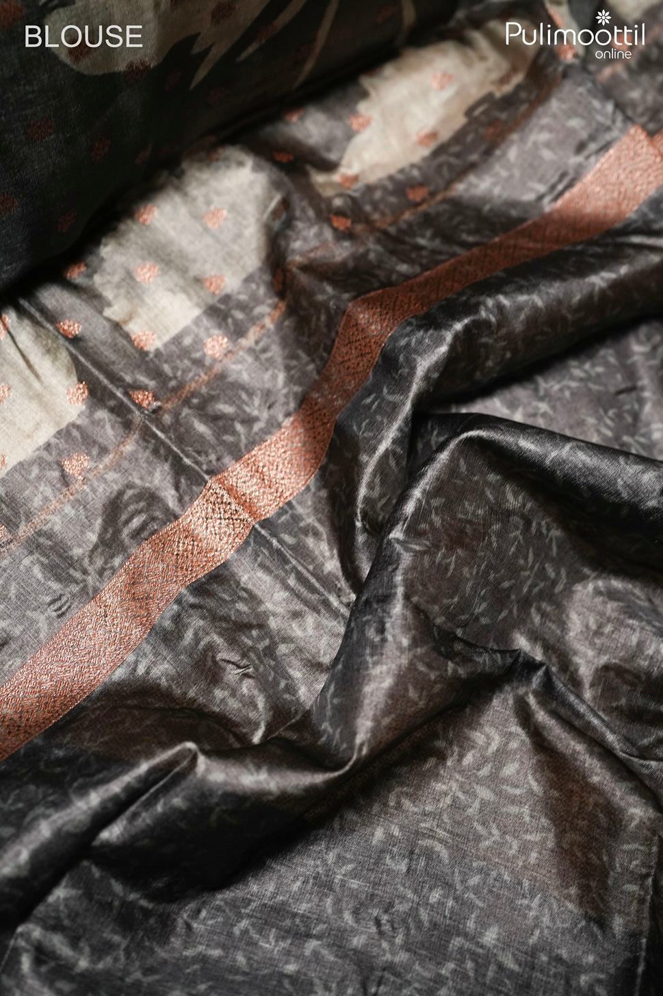 Black color Tussar silk saree